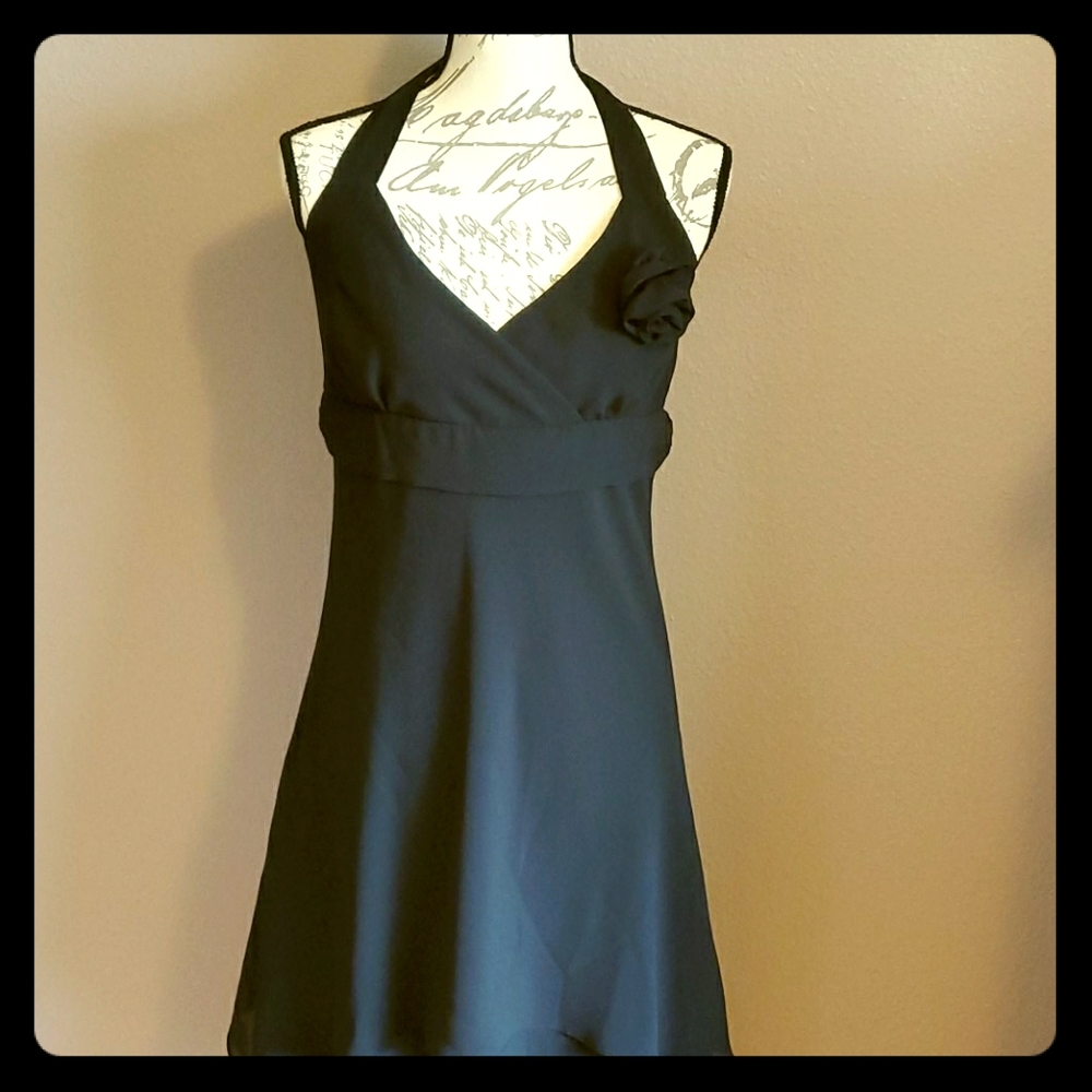 Black Halter Tie Back Dress